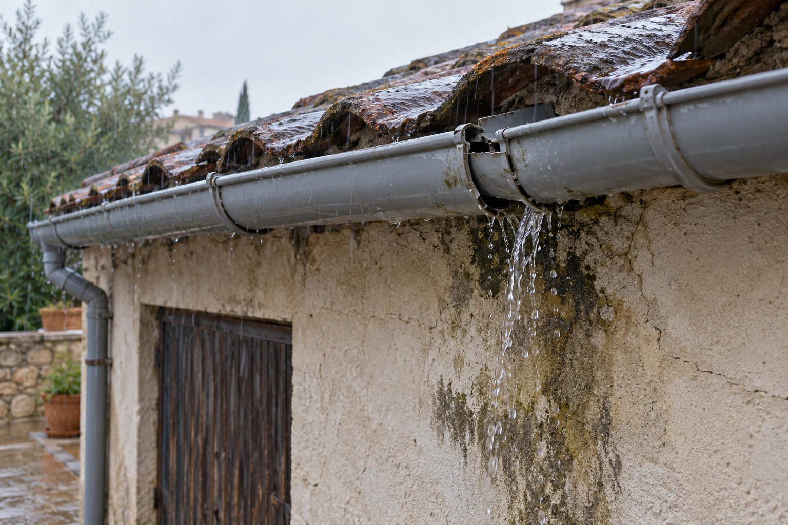 Detalle de fallo para la evacuación de agua